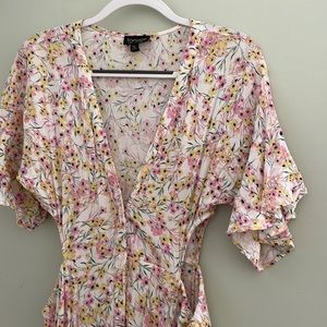 TOPSHOP BUTTON DOWN - HIP CUT OUT MAXI TEA DRESS IN FLORAL PRINT